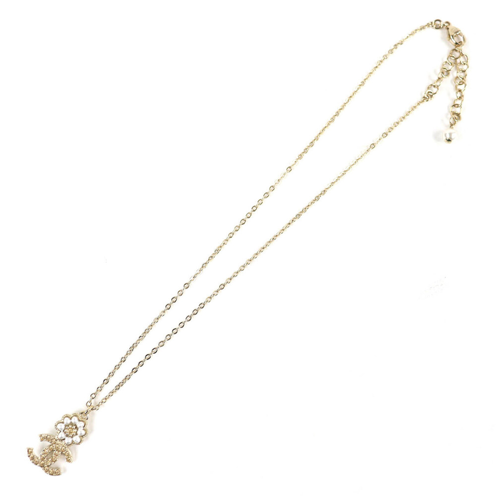 CHANEL Gold Pearl Logo Necklace - Picture 4 of 8